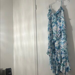 Soprano Asymmetrical Floral Blue Dress